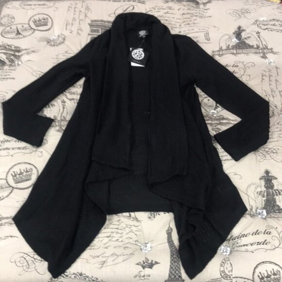 Bobeau Waffle Knit Drape Front Cardigan - Picture 2 of 5